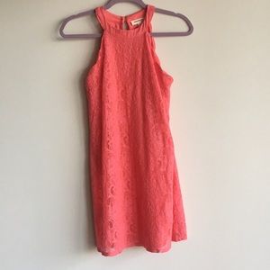 Coral Monteau Lace Dress